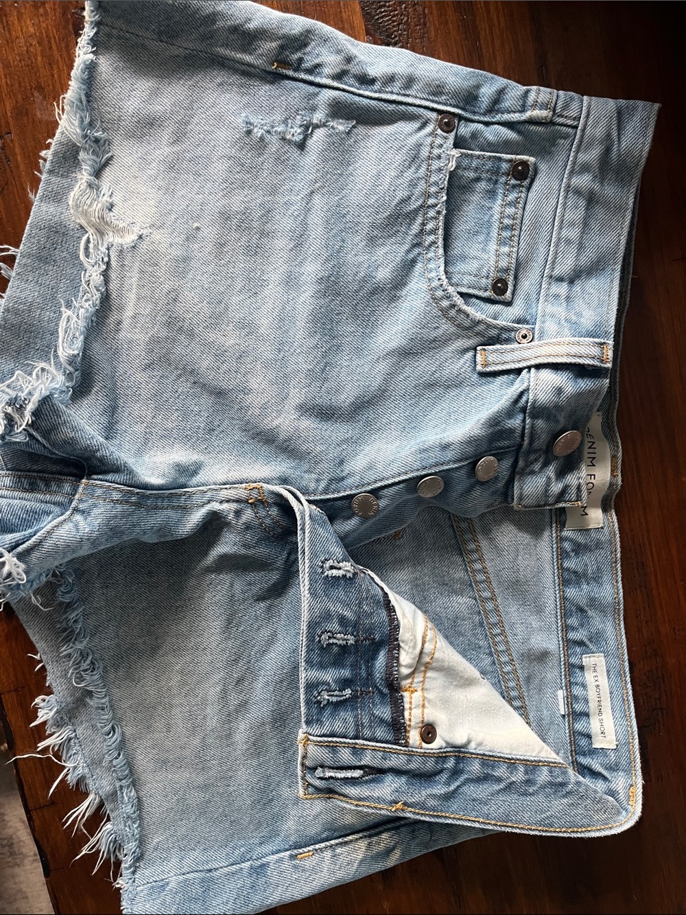 Denim Forum Light Blue Distressed High-Waist Jean Shorts